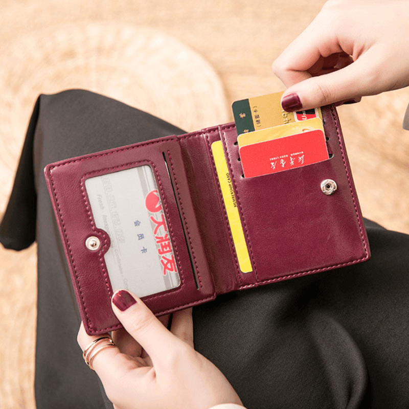 Women Retro Mni Bifold Multi-Card Slot Card Holder Wallet - MRSLM