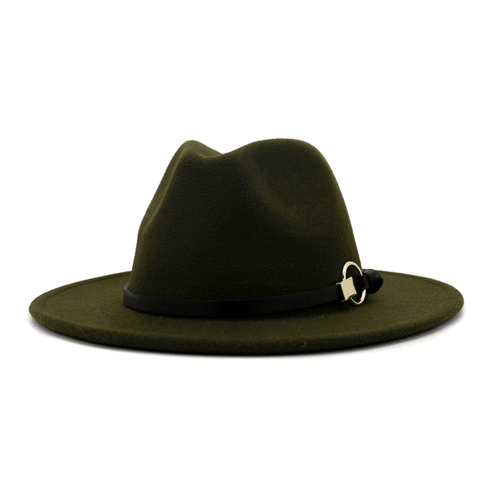 Simple Belt Flat Brim and Big Rim All-Match Jazz Hat - MRSLM