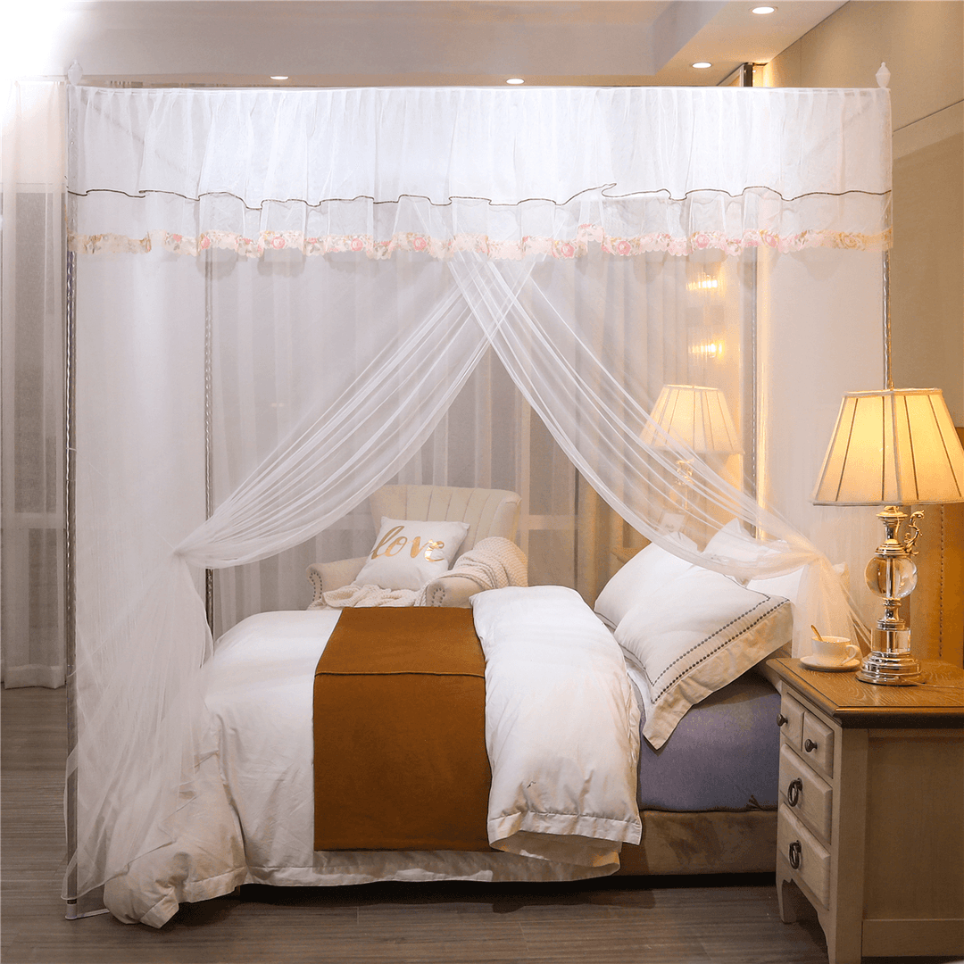 Mosquito Net 4 Corner 180*200CM Big Bed Canopy Home Bedding Lace Elegant - MRSLM
