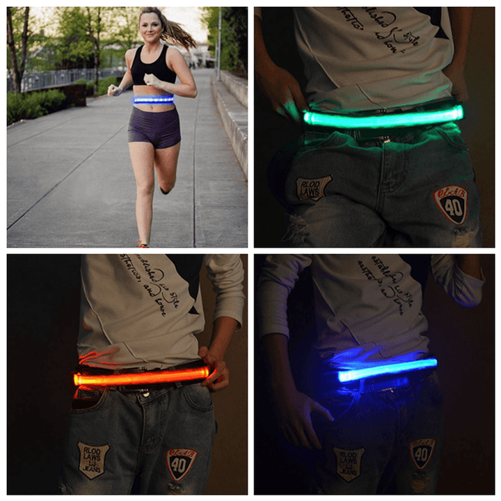 LED Flashing Waistband Safety Reflective Waistband Bicycle Jogging Running Belt - MRSLM