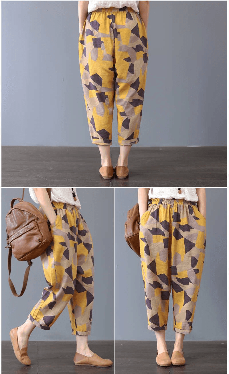 Art Harem Pants Are Thin, All-Match Female Printing Nine Points Cotton and Linen - MRSLM