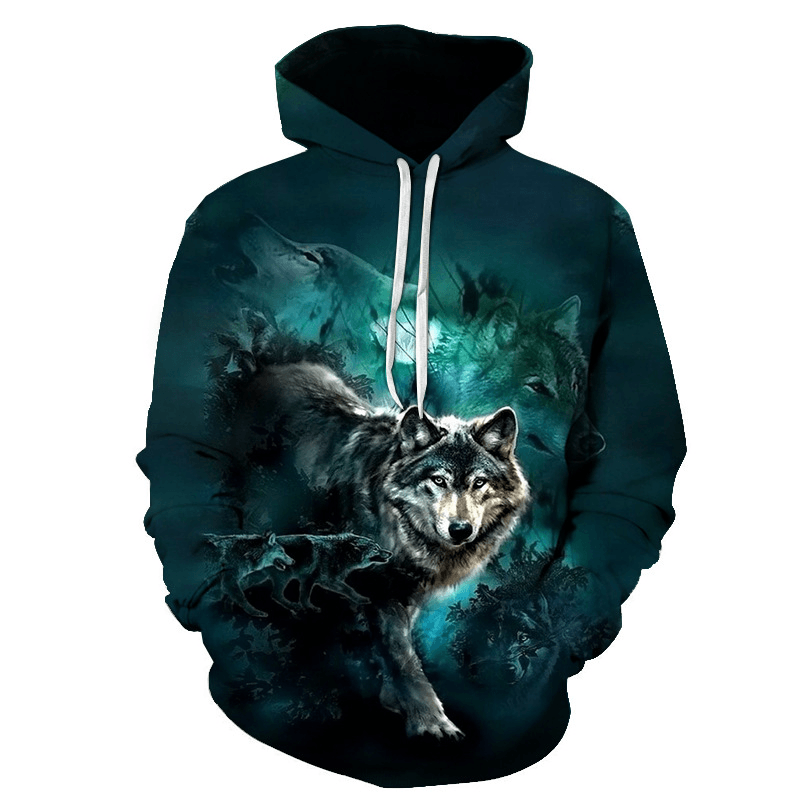 Fast Sell Foreign Trade Fox Wolf 3D Digital Printing Trend Men''S Sweater Manufacturers Direct Support to Map Customization - MRSLM