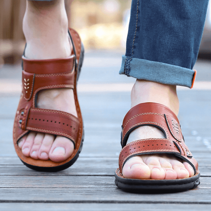 Men Microfiber Breathable Soft Sole Two-Ways Non Slip Open Toe Casual Beach Sandals - MRSLM