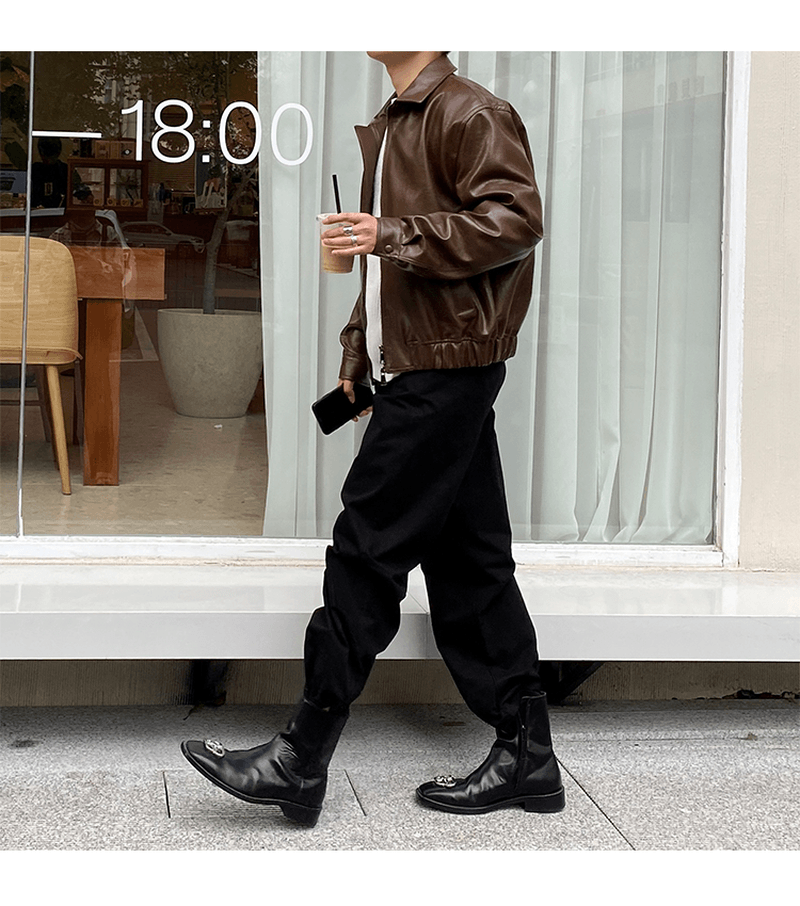 Vintage Style Men's Short Leather Jacket - Loose Fit Design - MRSLM