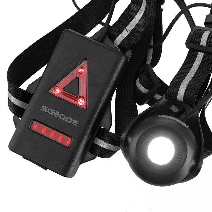 SGODDE Outdoor Night Running Light LED Front Bike Running Light with 120 ° Adjustable Beam Safety Warning Belt with Rechargeable Battery - MRSLM
