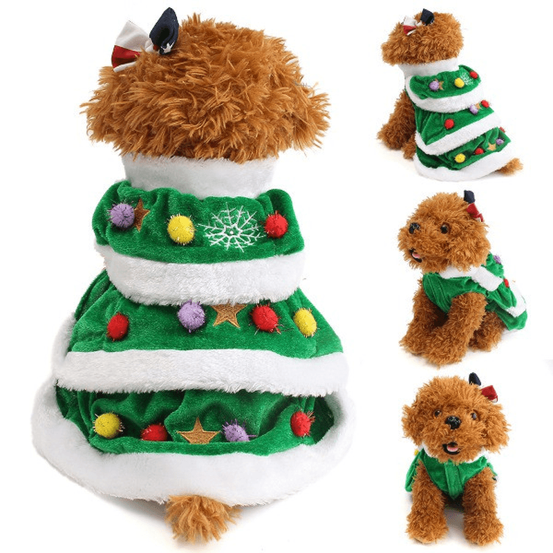 Christmas Festival Tree Pet Dog Cat Coat Puppy Warm Clothes Costumes Apparel Dress - MRSLM