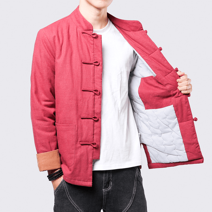 Fashionable and Simple Men'S Disc Button Padded Jacket - MRSLM