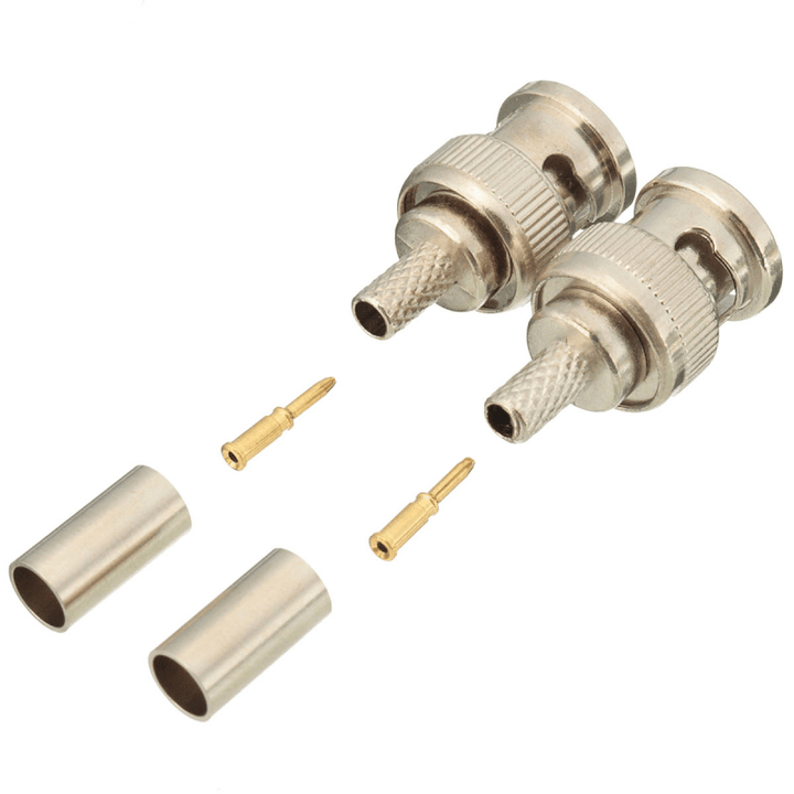 Excellway® 10 Sets BNC Plug Crimp Connectors Adapter for RG58 RG-58 Coax Male Antenna Cable - MRSLM