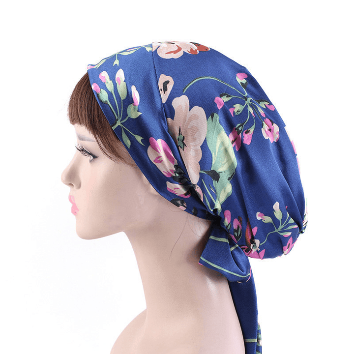 Satin Print Ribbon Bow Turban Hat - MRSLM