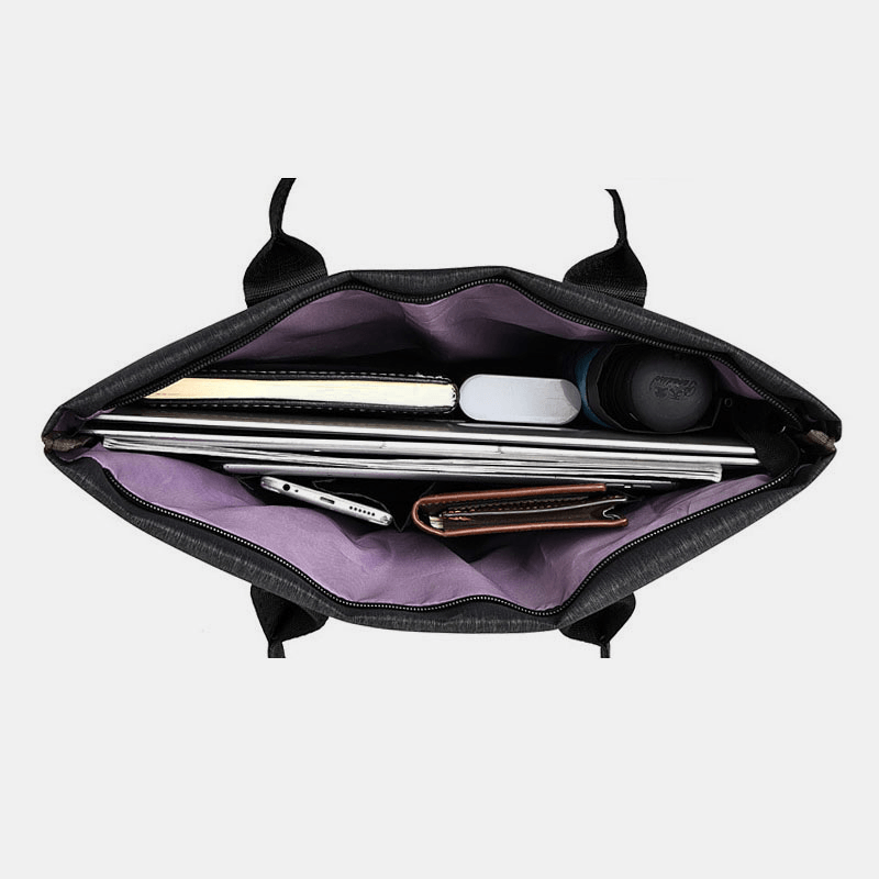Men Canvas Multi-Layer Casual Business Outdoor Portable 13.3 Inch Laptop Bag Handbag - MRSLM