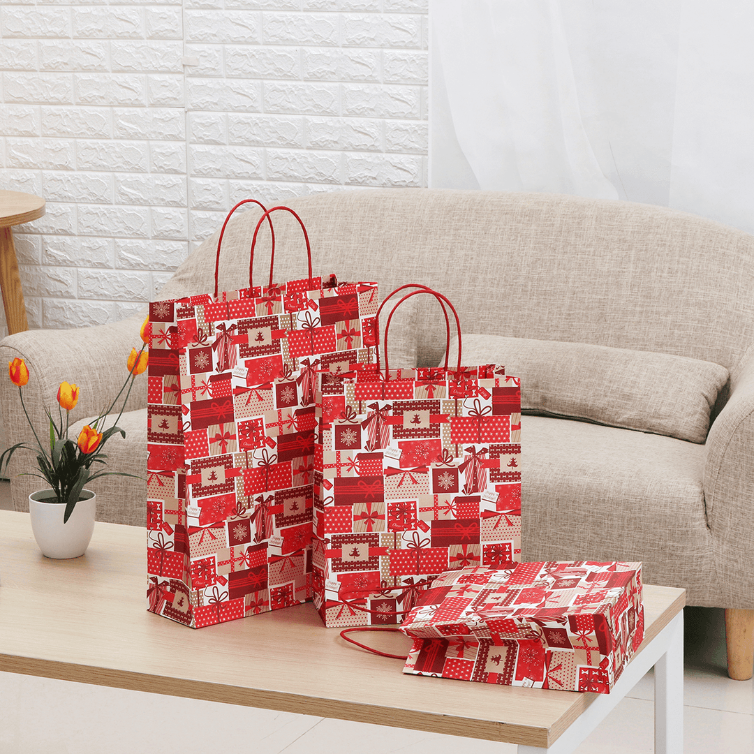12Pcs/Lot Christmas Kraft Paper Bag Santa Gift Bag Candy Bag Christmas Party Sup - MRSLM