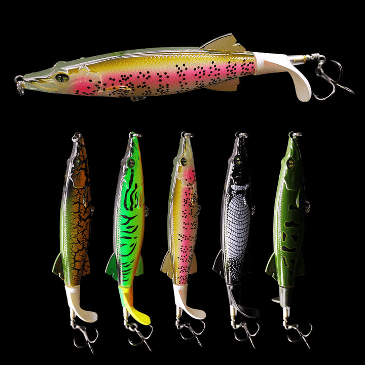 ZANLURE 13.5CM 15.4G Fishing Lures Set ABS Lead Fish Jig Simulation Rotatable Hard Lures with Fish 2 Hooks - MRSLM