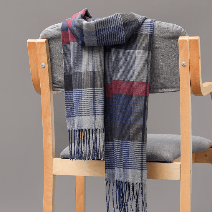 British Plaid Imitation Cashmere Tassels Couple Parent-Child Men'S Scarf - MRSLM