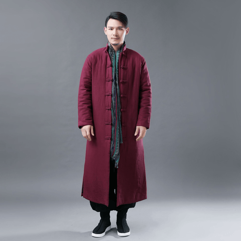 men's long cotton-padded standing collar jacket - MRSLM