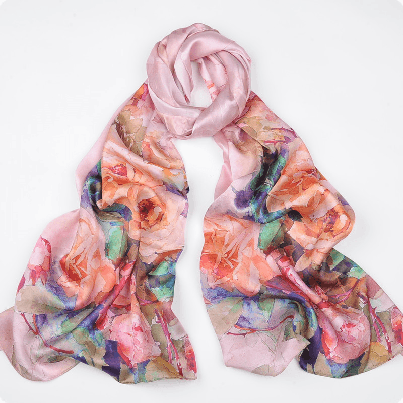 Spring and Autumn Mid-Length Hand-Curled Silk Long Scarf - MRSLM