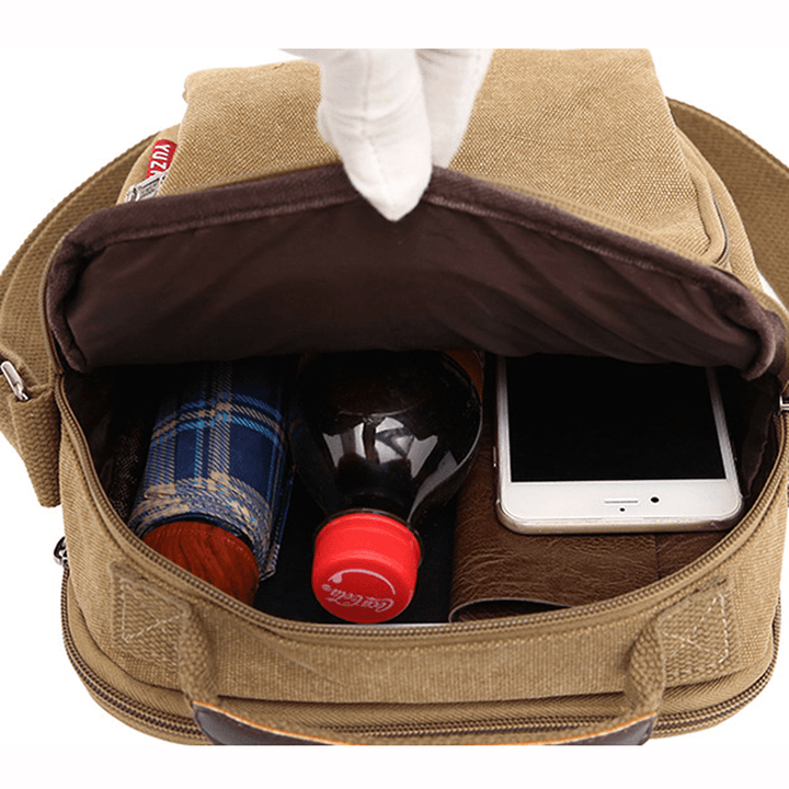 Men Canvas Sling Bag Messenger Bag Small Travel Crossbody Bag Fit 9.7-Inch Ipad - MRSLM