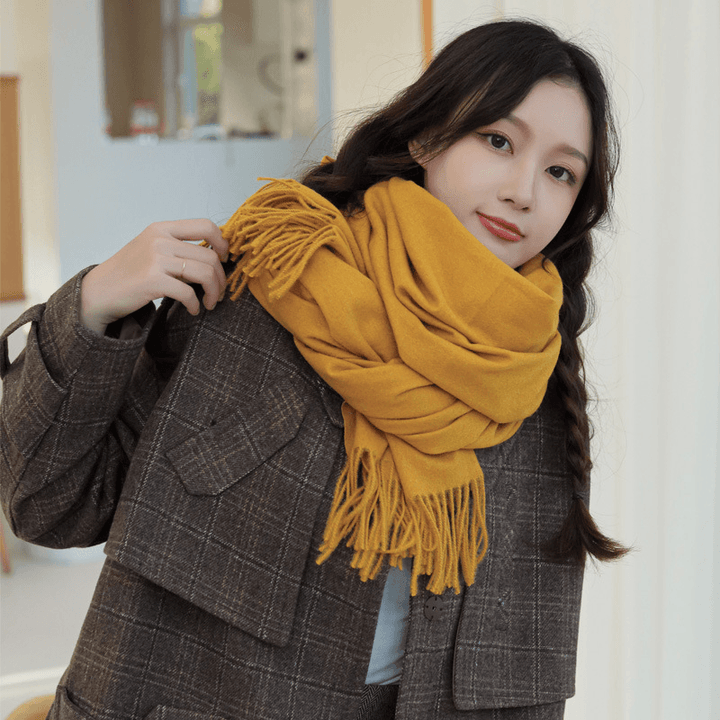 Imitated Wool All-Match Double-Sided Autumn and Winter Thickened Warm Scarf - MRSLM