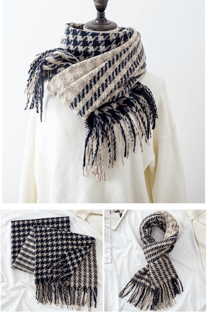 Fashion Color Matching Cashmere Padded Warm Scarf - MRSLM