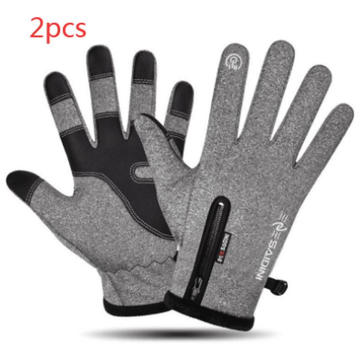 Men'S Autumn and Winter Gloves Touch Screen Zipper Waterproof Riding Outdoor - MRSLM