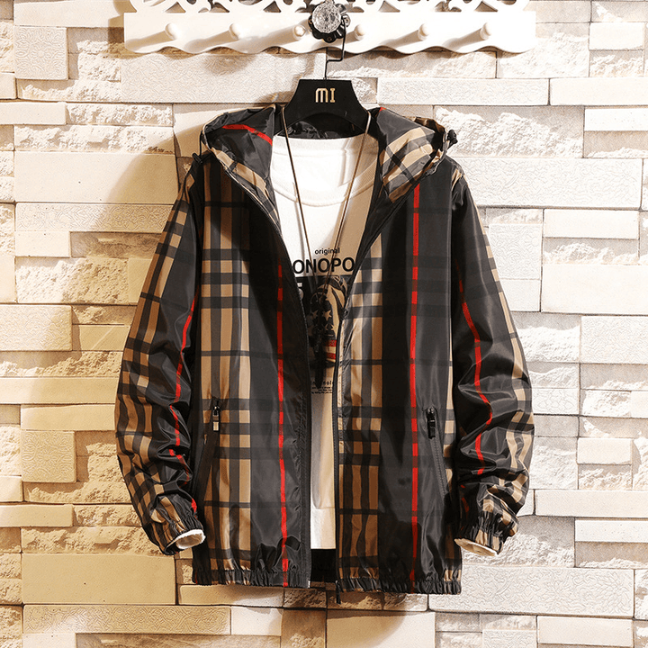 2020 Spring New Men'S Japanese Slim Hooded Plaid Jacket - MRSLM