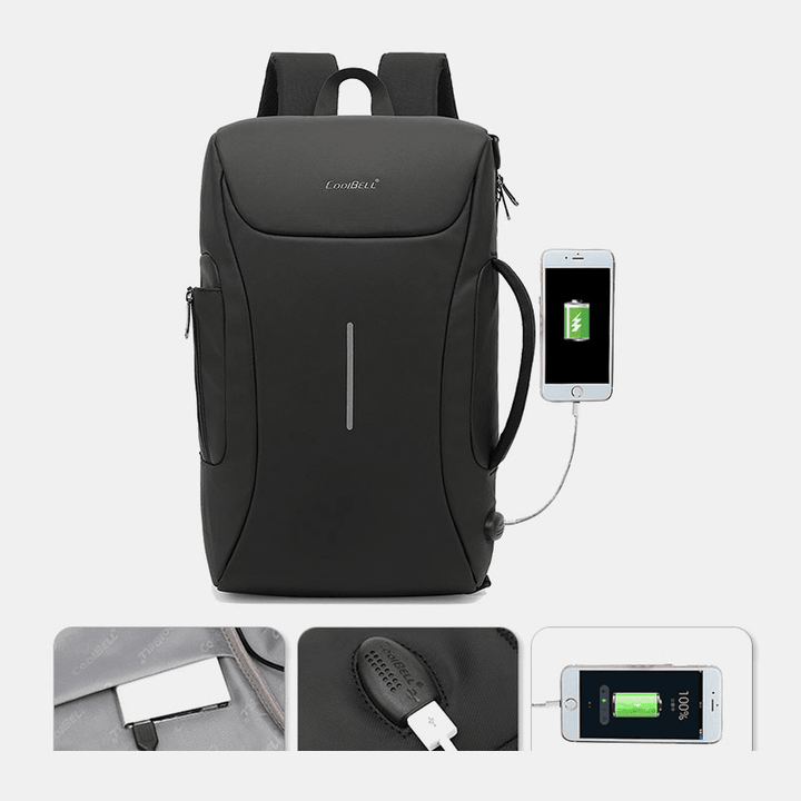 Men Oxford USB Charging Port Multiple Compartments Backpack Casual Waterproof 15.6 Inch Laptop Bag Crossbody Shoulder Bags - MRSLM