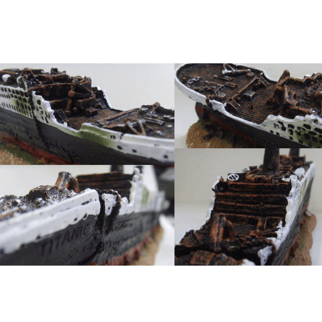 40Cm Aquarium Fish Tank Ornament Shipwreck Boat Ship Wreck Hiding Cave Decor - MRSLM