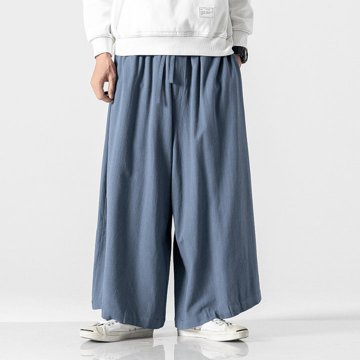 Cotton and Linen Loose Flared Pants - MRSLM