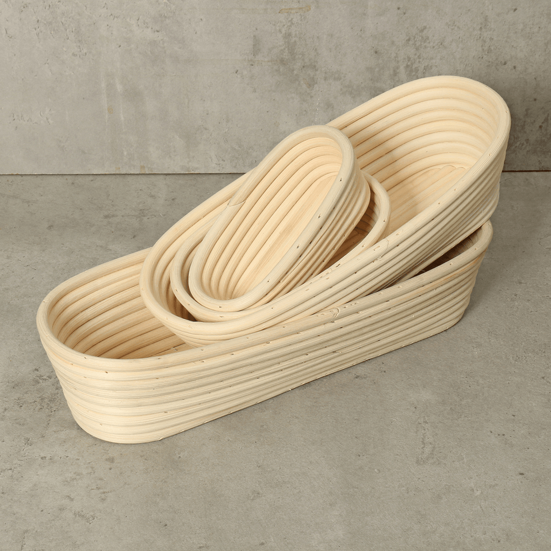 Long Oval Banneton Bread Dough Proofing Rattan Brotform Storage Baskets Loaf Proving Rising 4 Sizes - MRSLM