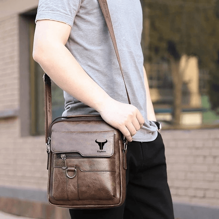 Ekphero Men Faux Leather Vintage Business Bag Messenger Bag Crossbody Bag Office Work - MRSLM