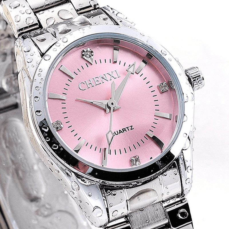 CHENXI 021B Rhinestone Fashionable Women Watches Stainless Steel Strap Quartz Watches - MRSLM