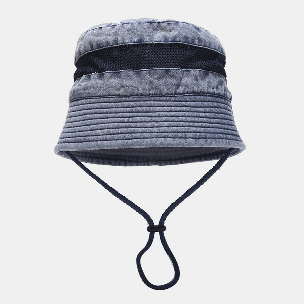 Washable Cotton Bucket Hat Mesh Breathable Leisure Fisherman Hat Bucket Hat - MRSLM