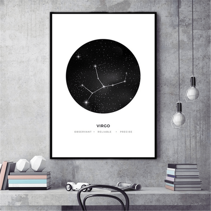 30X40Cm Constellation Art Canvas Posters Geometric Astrology Painting Wall Paper - MRSLM
