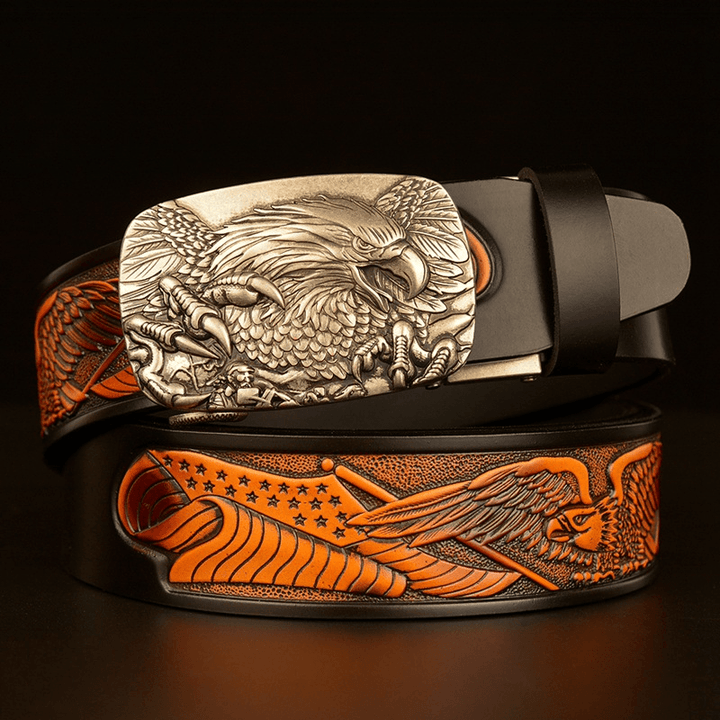 Fashion Temperament Eagle Head Automatic Buckle Men'S Belt - MRSLM