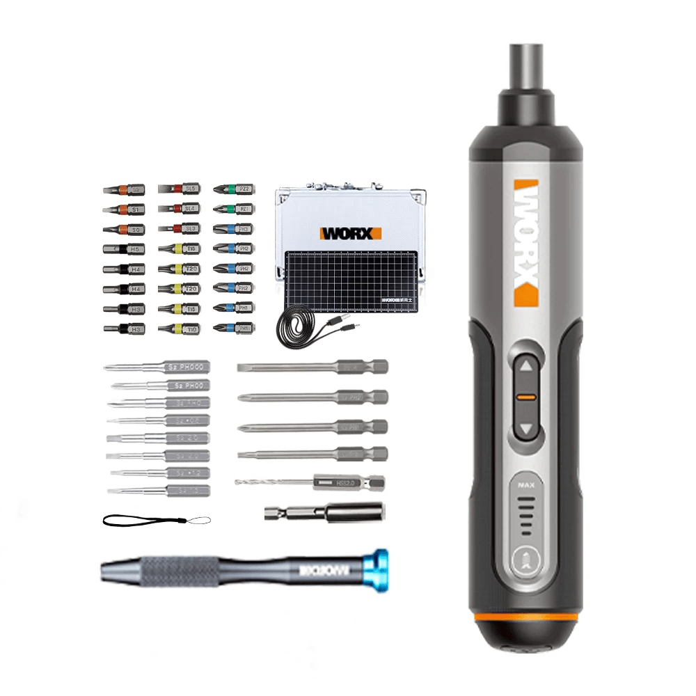 [New Arrivals] Worx WX240.5 4V Multi-Used Magnetic Screwdriver Set 3 Speed USB Rechargeable Cordless Electric Screwdrivers W/ 40Pcs Bits - MRSLM