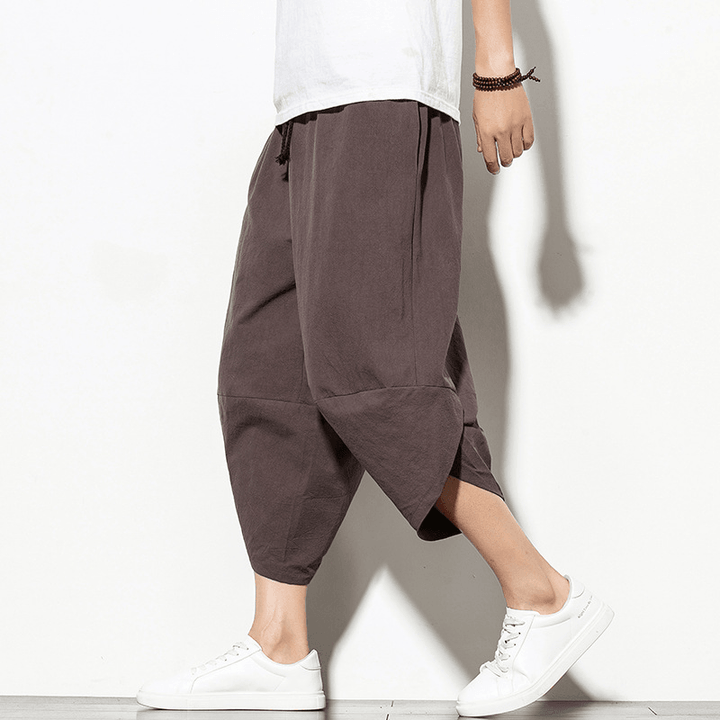 Summer New Loose Carrot Pants Harem Pants Casual Wide Leg Pants Loose Cotton Linen Chinese Style Men'S Pants - MRSLM