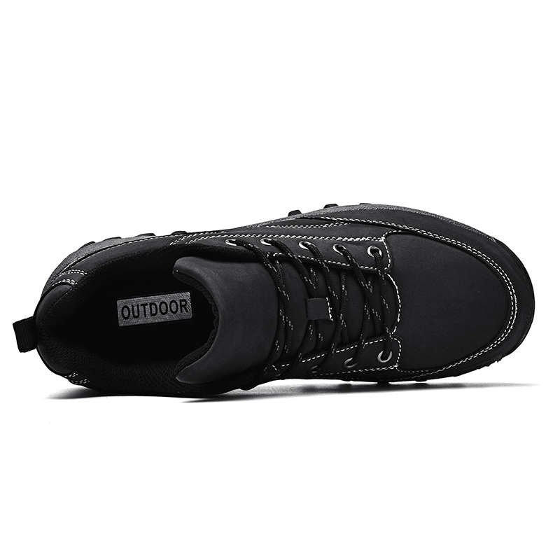 Men Microfiber Leather Non Slip Soft Sole Outdoor Hiking Shoes - MRSLM