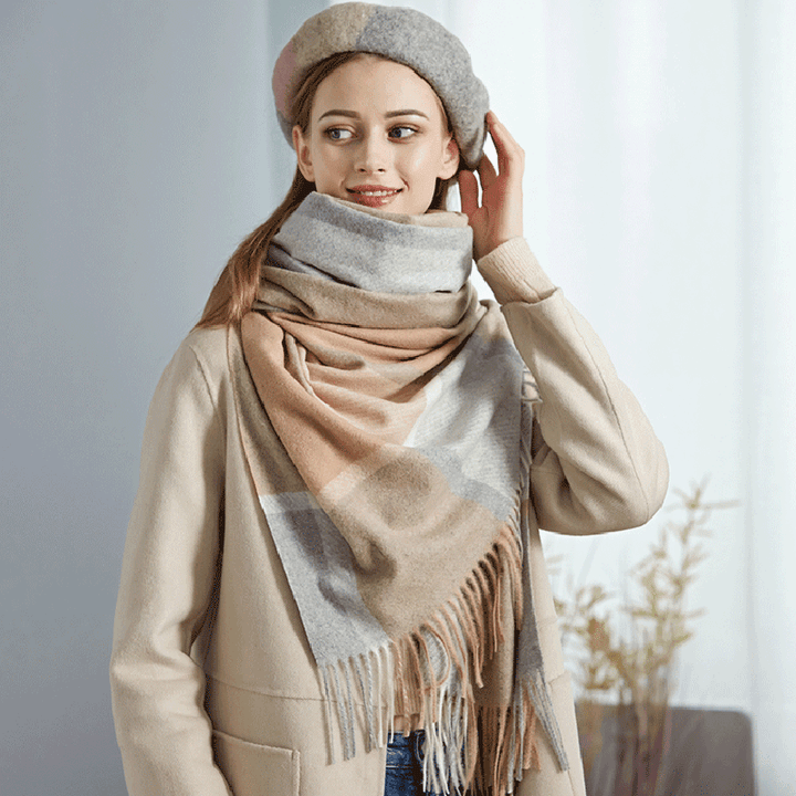 Wool Plaid Women Autumn and Winter Warm Scarf - MRSLM