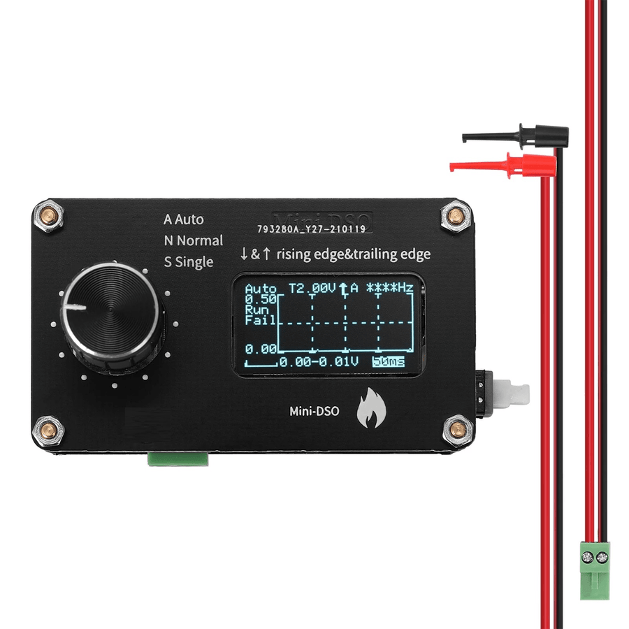 0.96 Inch OLED Display Mechanical Button 250 Khz Sampling Rate Simple Oscilloscope Metal Knob Adjustment Single-Channel Measuring Mini Oscilloscope - MRSLM