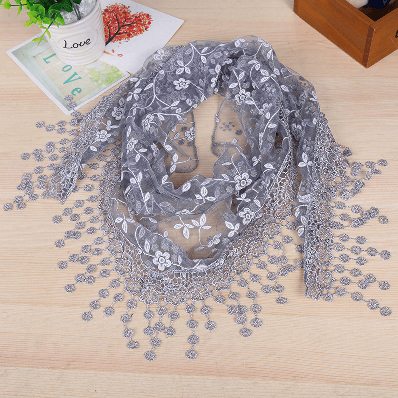 Women'S New Creative Lace Fringed Silk Scarf - MRSLM