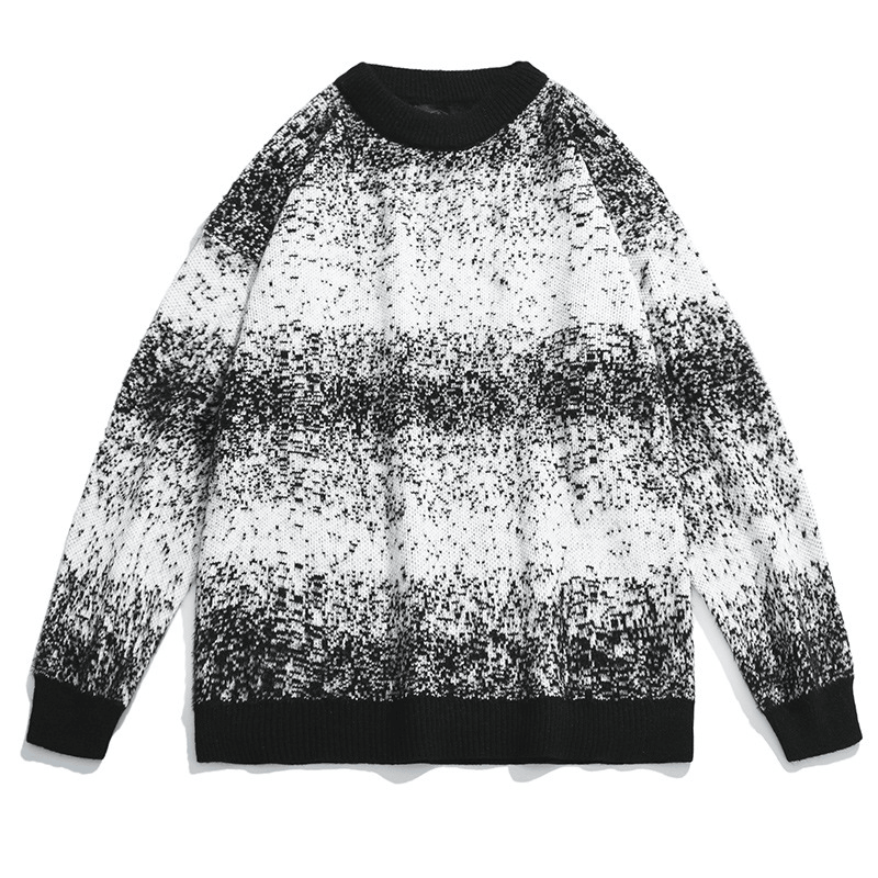 Gradient Noise Pattern Loose Crew Neck Sweater - MRSLM