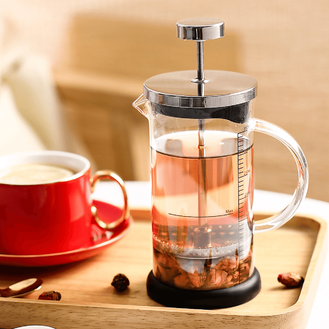 350Ml Double Wall French Coffee Plunger Tea Maker Percolator Filter Press Coffee Kettle Pot Glass Teapot - MRSLM