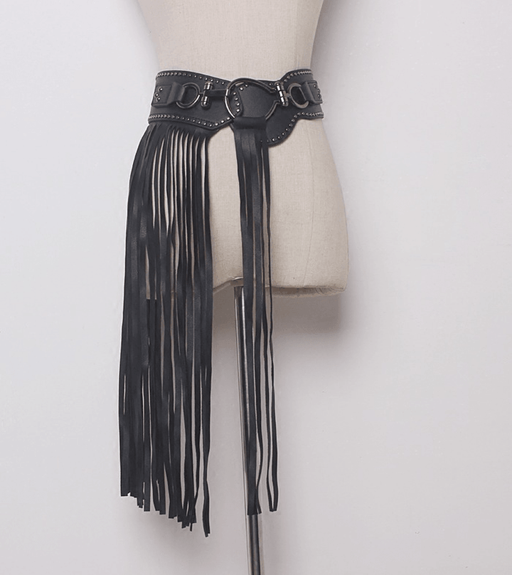 Personalized Long Fringe Fashion Buckle Wide Girdle Belt Belt - MRSLM