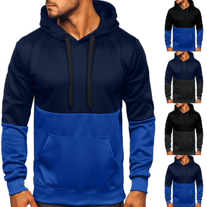 Color Block Hooded Couple Wear Sports Casual Sweater - MRSLM