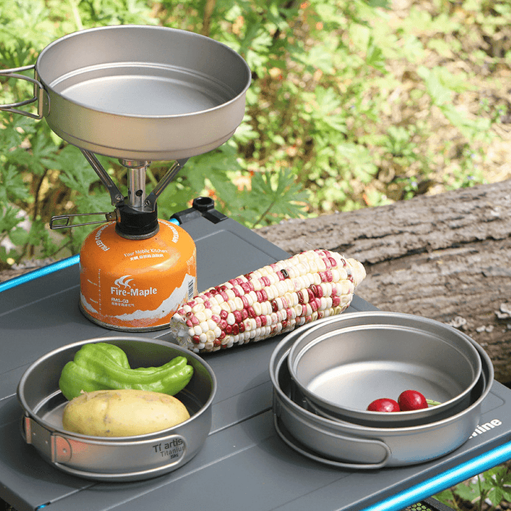 Ipree® 350Ml 1-2 People Titanium Frying Pot Pan Outdoor Portable Cookware Camping Picnic - MRSLM