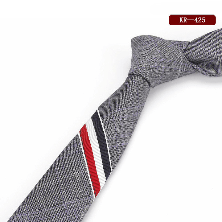 Men'S and Women'S British Super Narrow Casual Quality Cotton Tricolor Tie - MRSLM