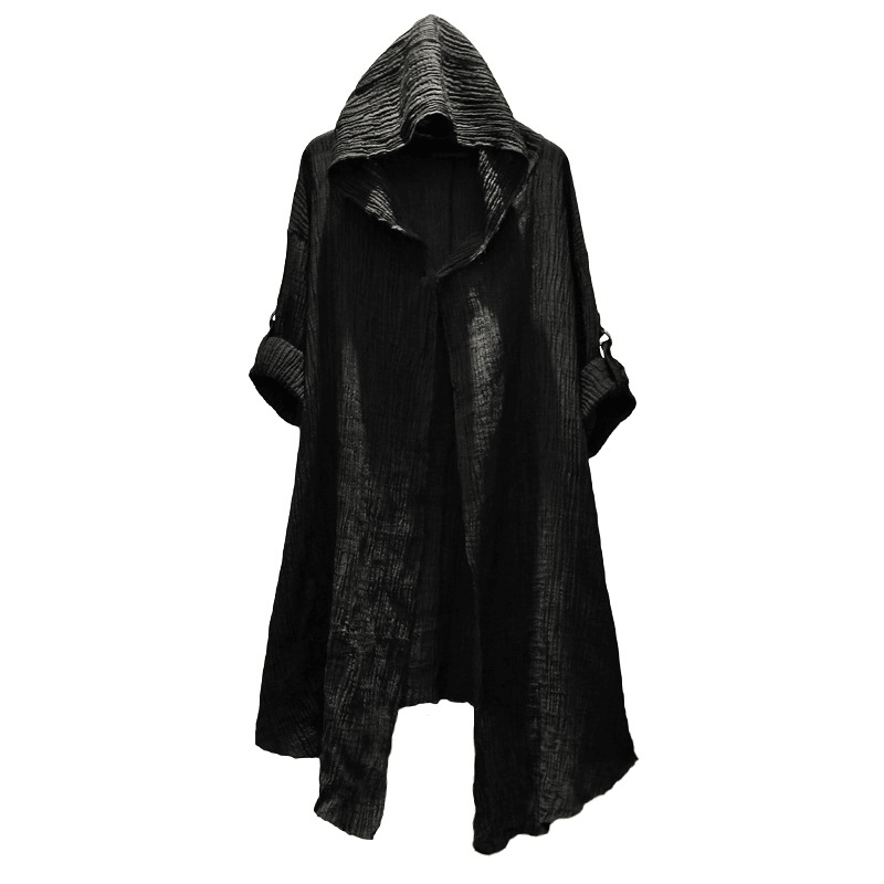 Long Hooded Crumpled Linen Shirt for Men and Women - MRSLM