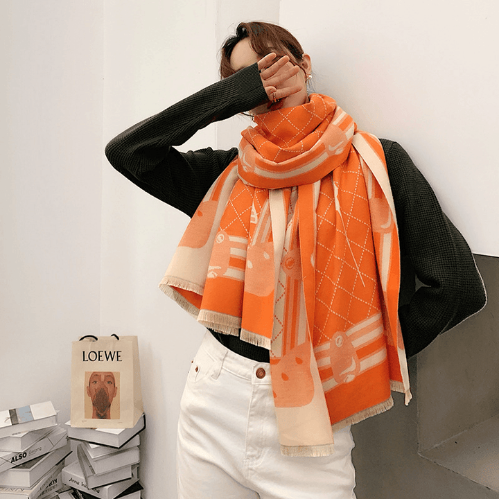 Cashmere Warm Scarf Female Winter Double-Sided Thickened Student Warm Shawl - MRSLM