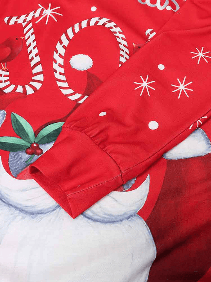 Women Christmas Santa Claus Pattern Side Pockets Long Sleeve Casual Hooded Sweatshirt - MRSLM