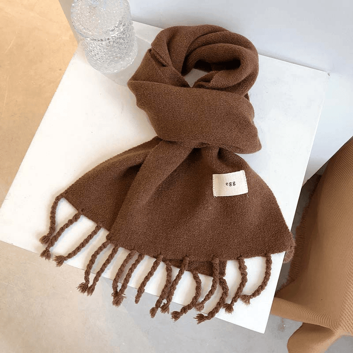 Pure Color Tassel Season Wool Knitted Couple Scarf - MRSLM