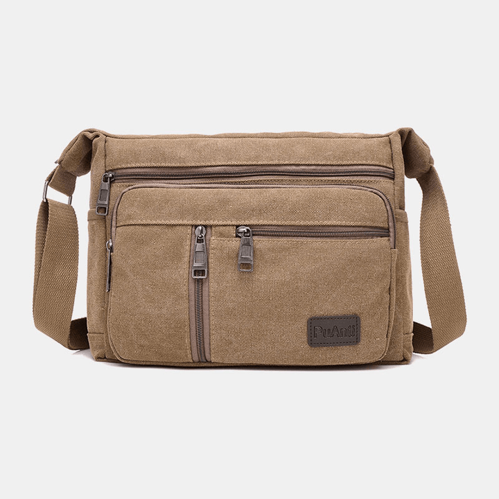 Men Canvas Large Capacity Simple Shoulder Bag Crossbody Bag for Travel - MRSLM